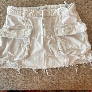 Zara White Denim Skirt